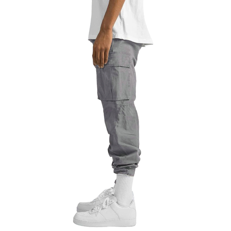 Calça cargo masculina amarrada com vários bolsos casual_voghion.com