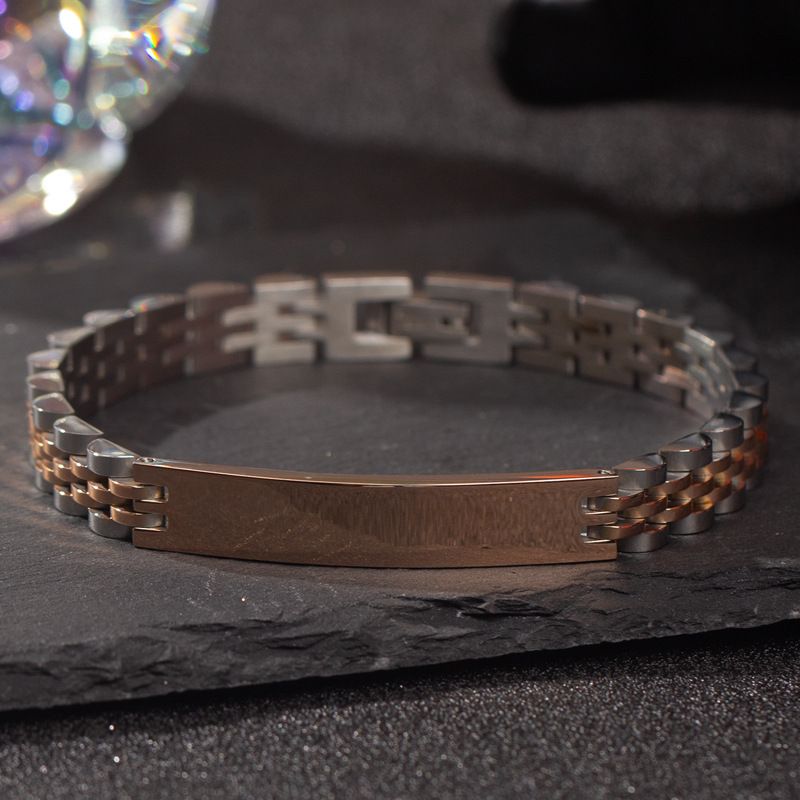 Gebogenes Herrenarmband aus Edelstahl – Leichte, luxuriöse, gravierbare Kette, hochwertiger Schmuck aus Titanstahl_voghion.com