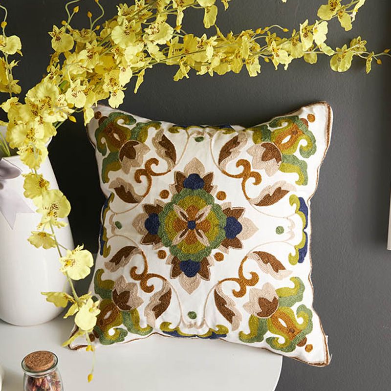Factory direct high-grade cotton towel embroidery sofa pillow case flower and bird cotton embroidery cushion gift customization_voghion.com