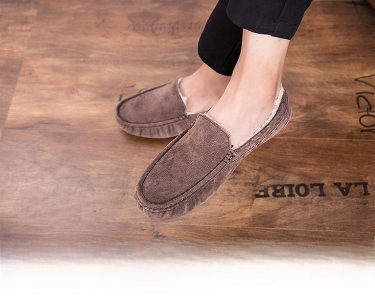 501-3 Winter Heren Bean Schoenen Katoenen Schoenen Rijschoenen Lage Top Mid-mouth Flip-on Warme Platte Casual Leren Schoenen met Fluweel_voghion.com