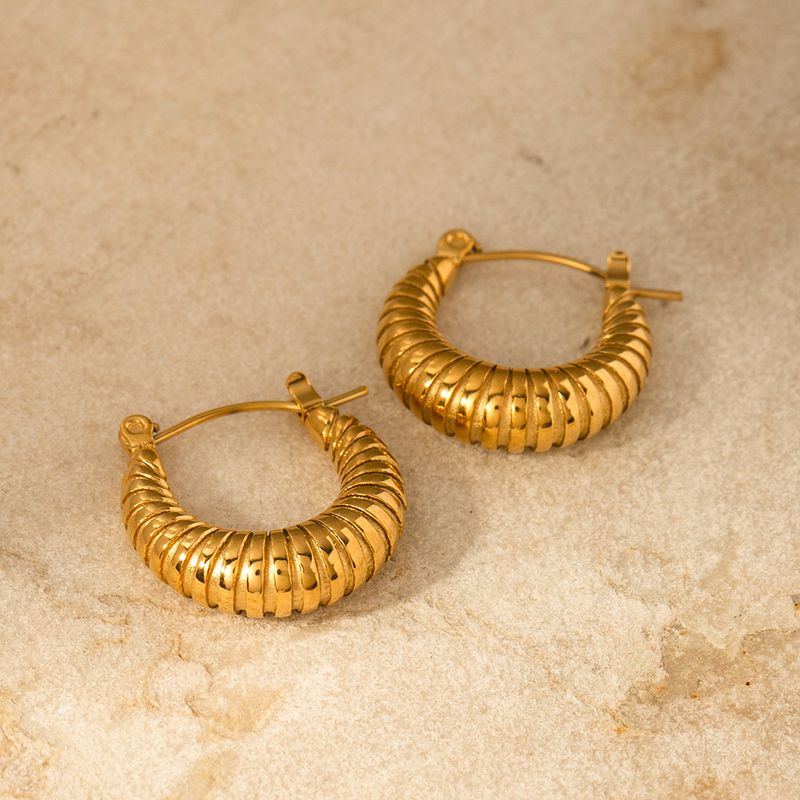 Cerchietti a vite da donna, orecchini a croissant, acciaio inossidabile placcato oro, gioielli per le orecchie in oro_voghion.com