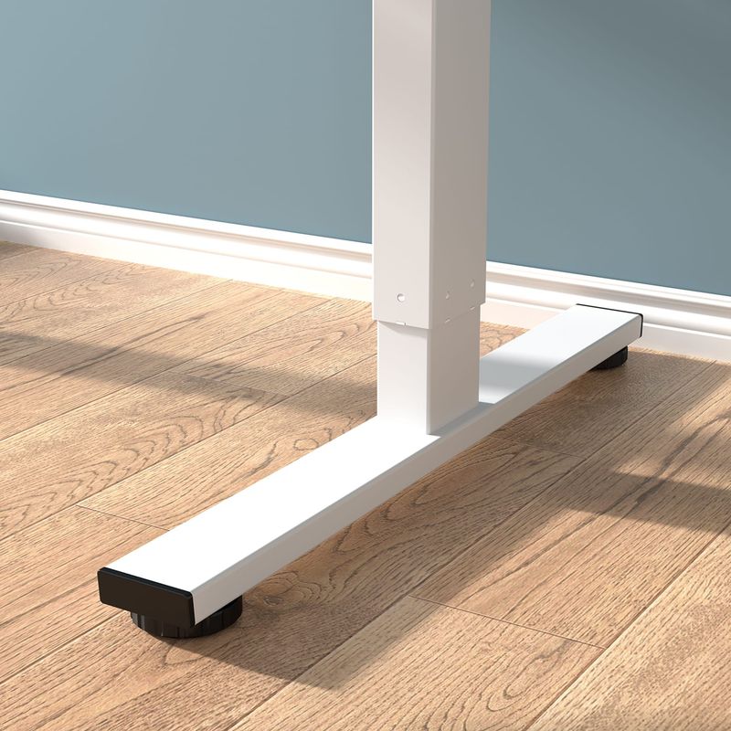 Electric Standing Desk Whole Piece Adjustable Height Desk Home Office Computer Workstation Sit Stand Up Desk (White Frame + Maple Top)_voghion.com