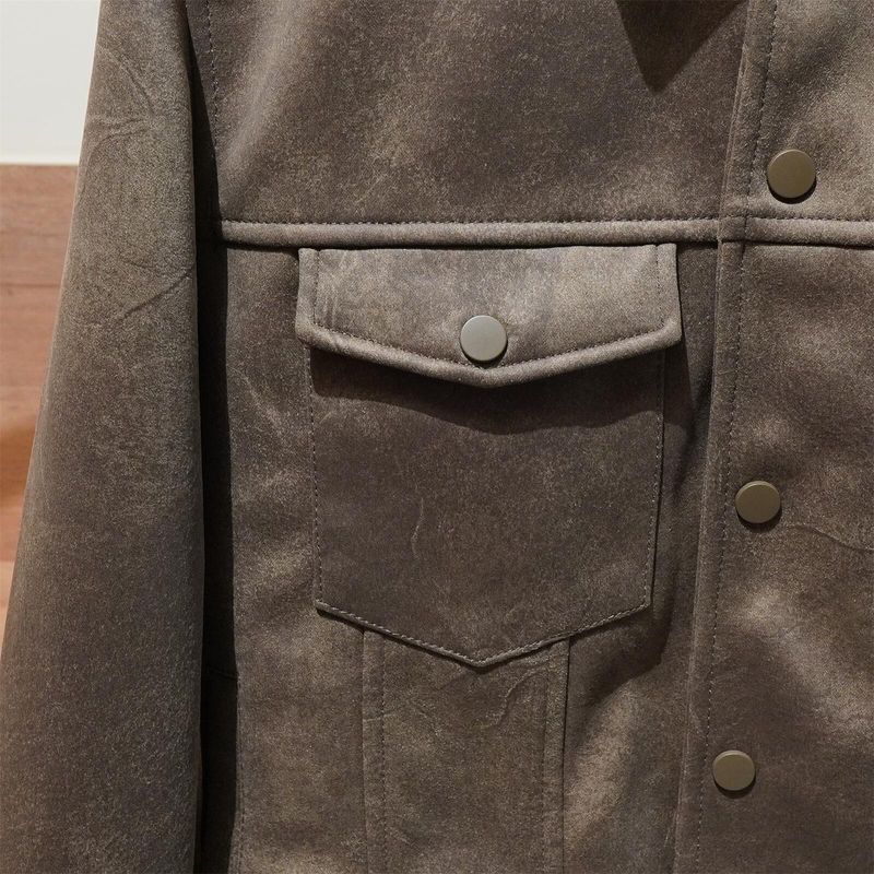 ActiveGo ActiveGo Original Men's Wholesale European And American Suede Effect Loose Fit Retro Workwear Style Brown Jacket Coat_voghion.com