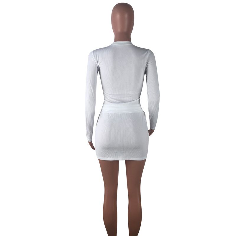 Autumn And Winter Patchwork Solid Color Skirt Two-piece Set Women's Clothing_voghion.com