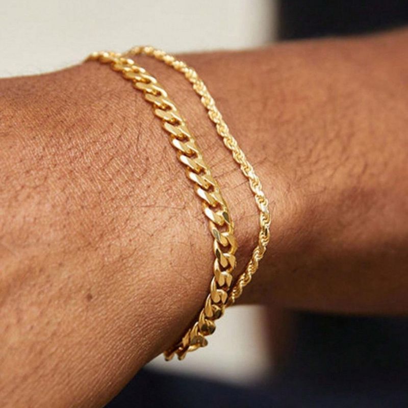 Edelstahl Vergoldet Mode Gold Twisted Cuban High-End Sense Persoonlijke herenarmband Vielseitig_voghion.com