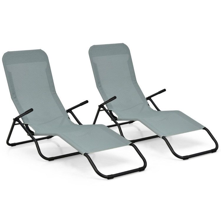 2 Pieces Stackable Portable Patio Chaise Lounger with Rocking Design_voghion.com