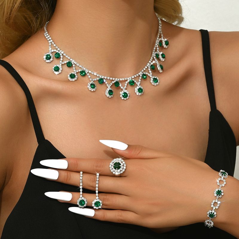 Collana orecchini bracciale collana semplice moda coreana set tre pezzi matrimonio gioielli sposa accessori abito da sposa_voghion.com