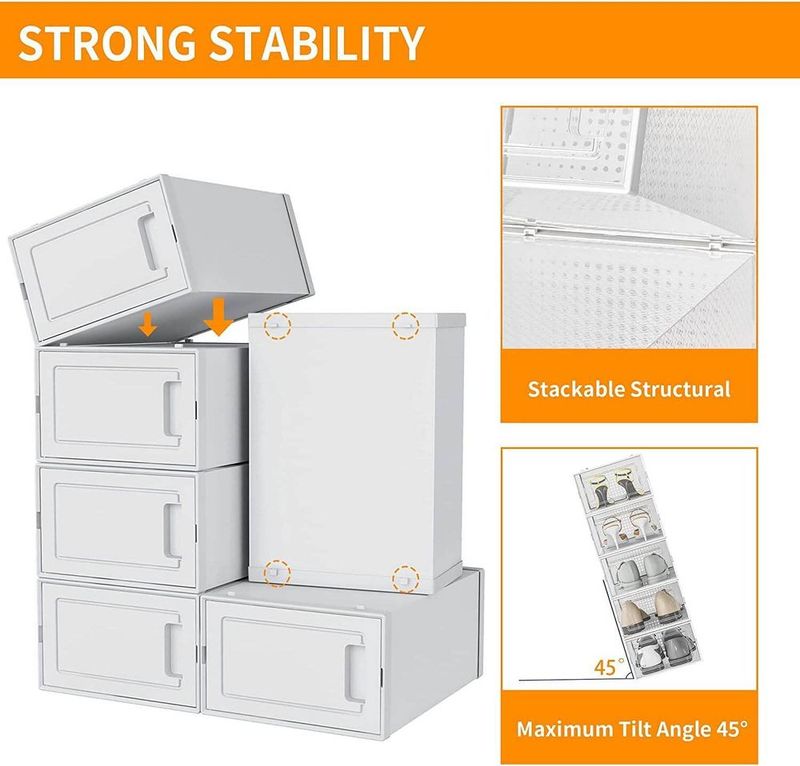 WAYTRIM Clear Plastic Stackable Storage Shoe Box, 15 Pack Foldable Shoe Box Storage Sneaker Containers Storage Bins Shoe Storage Organizer Drawer Fi_voghion.com