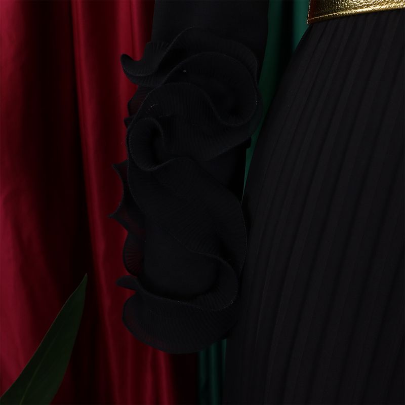 Dameskleding Nieuwe mode Een schouder Ruffle mouw Effen kleur Geplooide wijde pijpen Jumpsuit_voghion.com