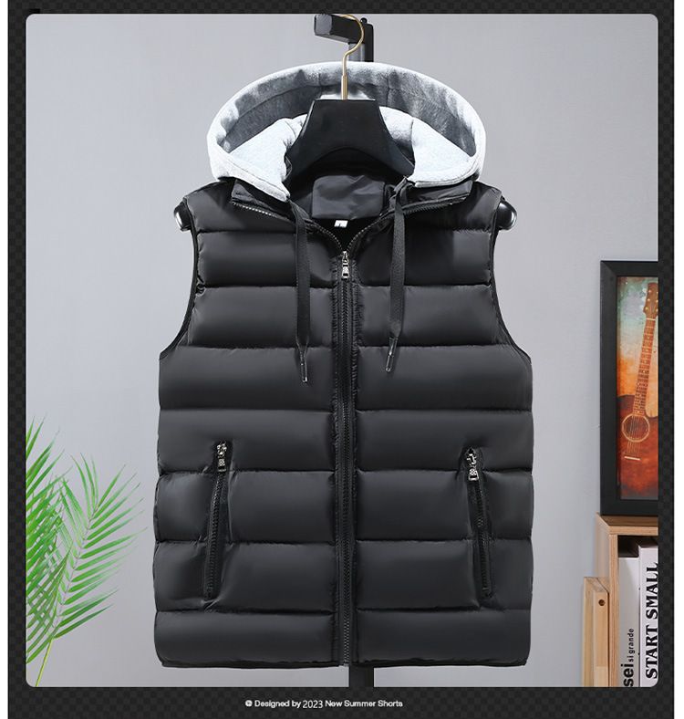 Leichte Steppweste für Herren, Slim Fit, Winter, warmes Fleecefutter, lässige Outdoor-Weste mit Reißverschluss für Herren, modischer Unisex-Mantel (Schwarz, Blau, Rot)_voghion.com