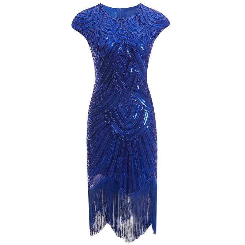 Rochie de film din anii 1920, cu ciucuri țesute, de calitate, nouă_voghion.com