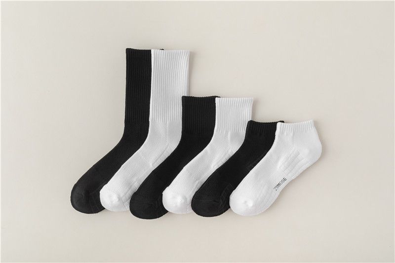 Calzini da donna, calzini tubolari medi con fondo in spugna e calzini sportivi lunghi in spugna spessa, calzini da basket alti neri e bianchi, assorbenti del sudore_voghion.com