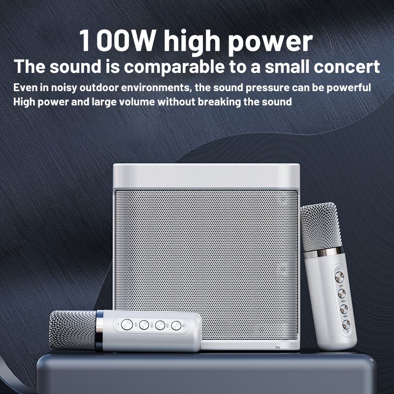 100W YS-203 bærbar profesjonell karaoke dobbel mikrofon Bluetooth-kompatibel høyttaler smart ekstern karaokeenhet_voghion.com