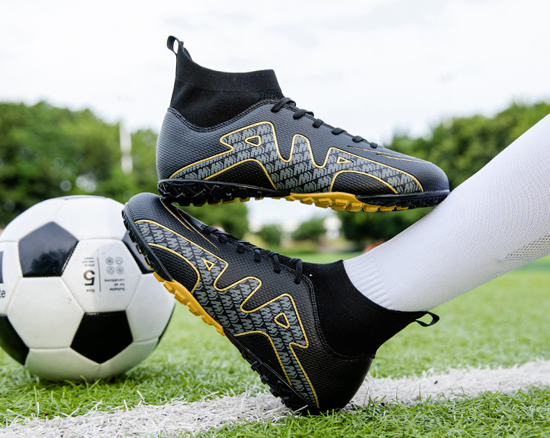 High-Top-Fußballschuh für Jungen und Mädchen, TF, gebrochener Kunstrasen, AG-Nagellederfuß, Jugend-Studenten-Trainingsschuhe_voghion.com