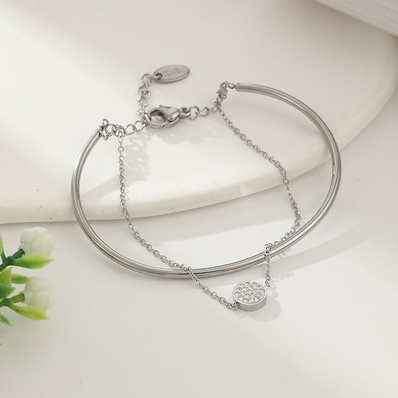 Ronn Diamant Duebelschicht Armband Edelstahl Fraemode Temperament Titanstahl Handschmuck verschwënnt net_voghion.com