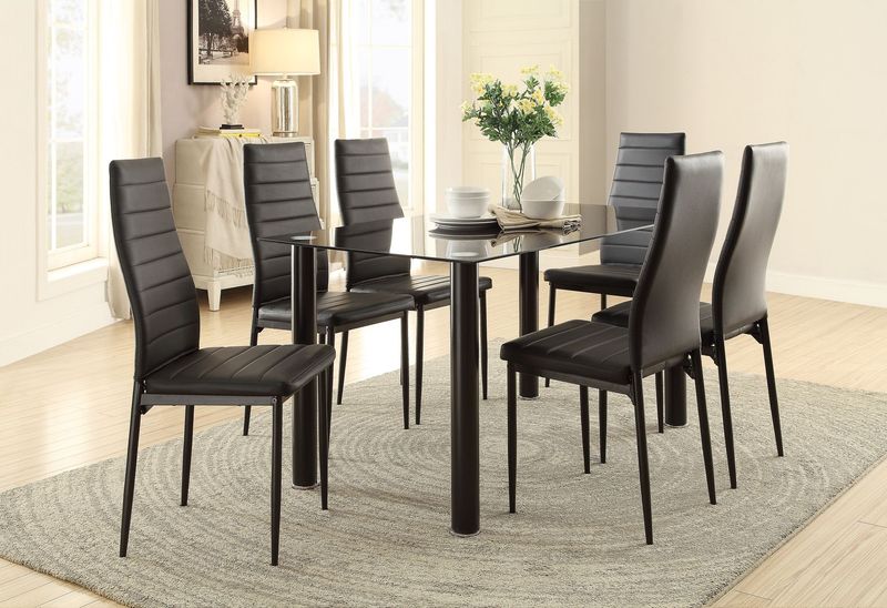 Modern Black Metal Side Chairs Set Of 2 With Leather Upholstery For Dining Room_voghion.com