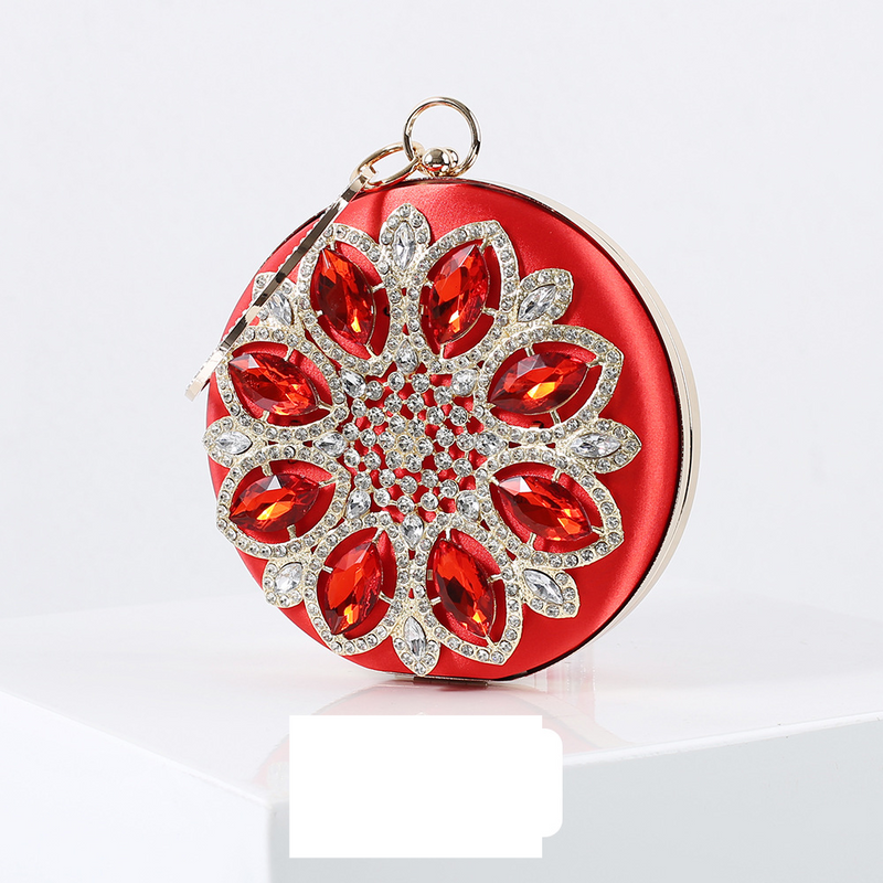 Modische, mit Diamanten besetzte Abendtasche, Retro-Damentasche aus Seide, diagonale, runde Handtasche in der Hand,_voghion.com