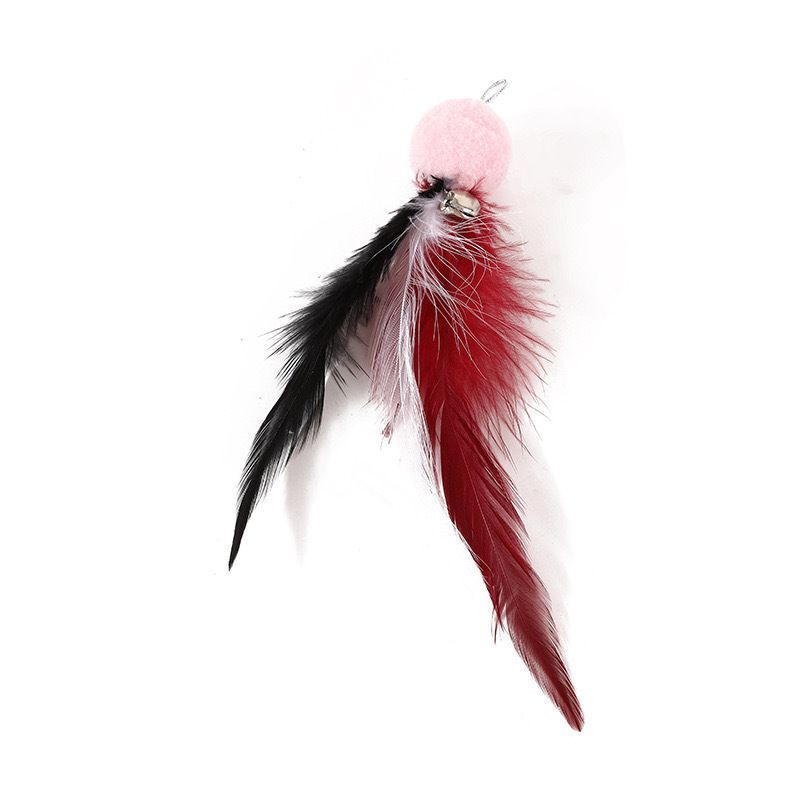 Plush Ball Feather Bell Teaser Wand Replacement Head Cat Interactive Toy Pet Supplies_voghion.com
