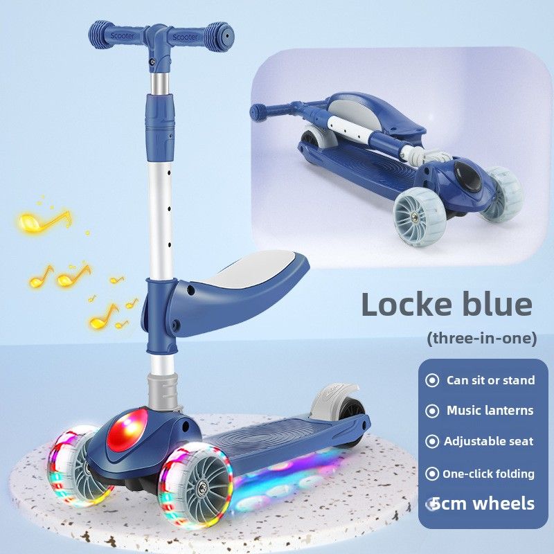 Scooter infantil dobrável de quatro rodas para crianças de 2 anos, 3 anos, 6 a 8 anos, 10 anos, scooter de uma peça_voghion.com