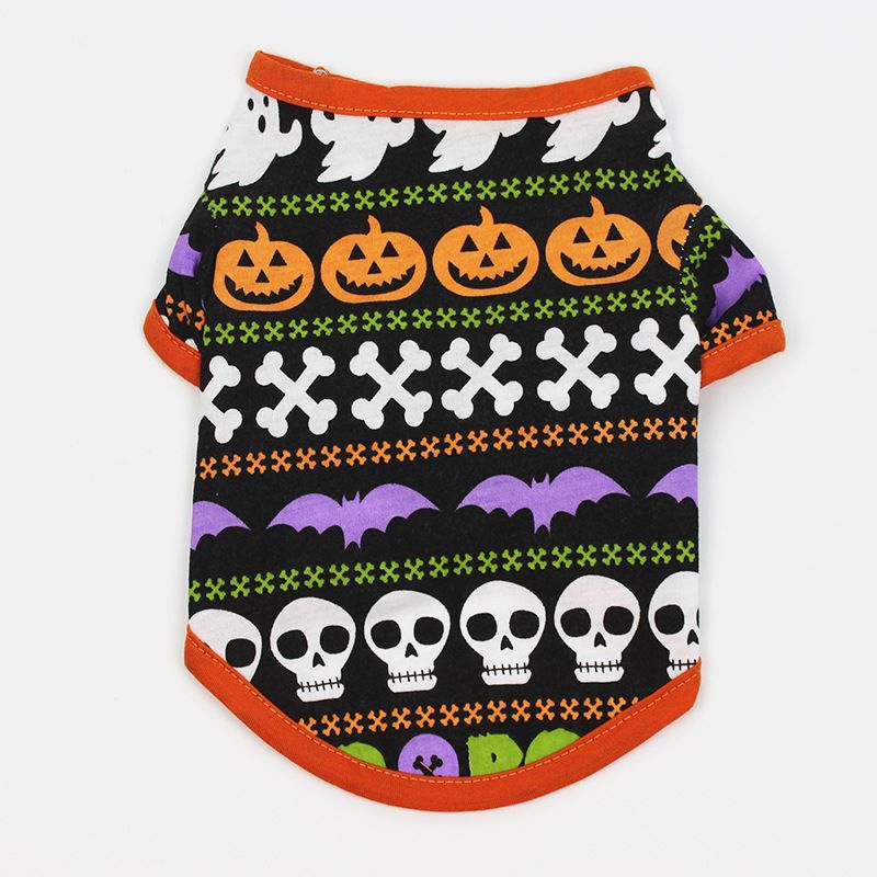 Camiseta estampada com desenho animado para cachorro primavera verão Teddy Bichon Roupas para animais de estimação Halloween_voghion.com