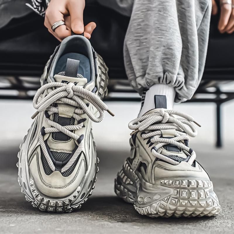 Spring New Breathable Mesh Youth Sports Men's Trendy Versatile Tire Thick Sole Dad Shoes Men_voghion.com