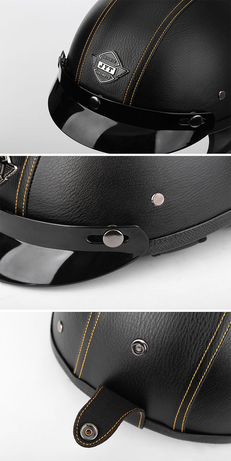JYT Bicycle Handmade PU Leather Electric Bike Half Helmet For Men And Women All Year Round_voghion.com