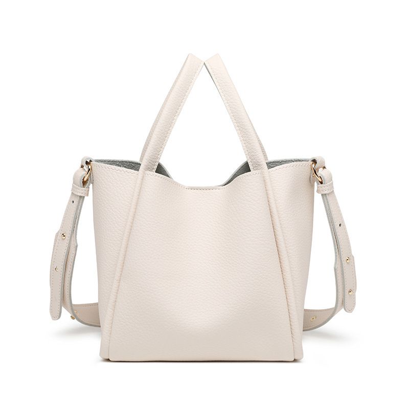 2025 Korean Style Fashion New Soft Leather Litchi Pattern Handbag Basket Niche Simple Versatile Crossbody Bag_voghion.com