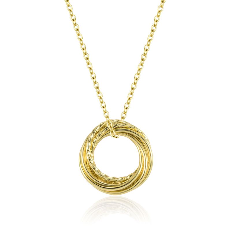 Women's Jewelry Double Ring Necklace Interlocking Pendant Fashionable And Versatile Clavicle Chain_voghion.com