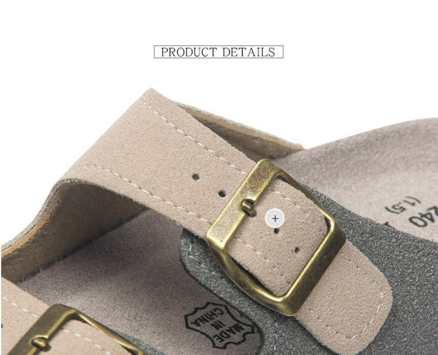 2023 nuove donne estive pantofola in sughero casual spiaggia doppia fibbia antiscivolo esterno in pelle nabuk slip on slides scarpa_voghion.com
