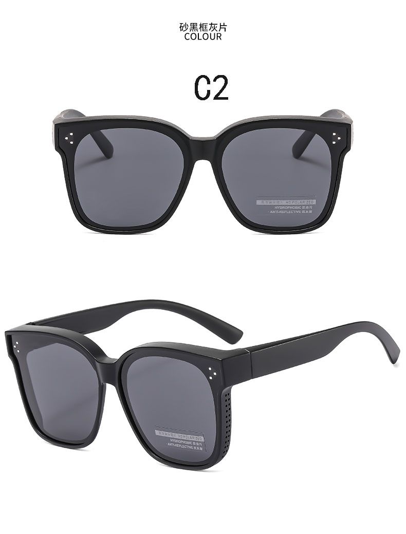 Unisex-set med spegelmyopi-solglasögon Herrmode Fyrkantiga polariserade UV-skyddande solglasögon för bilkörning Damglasögon med stora bågar_voghion.com