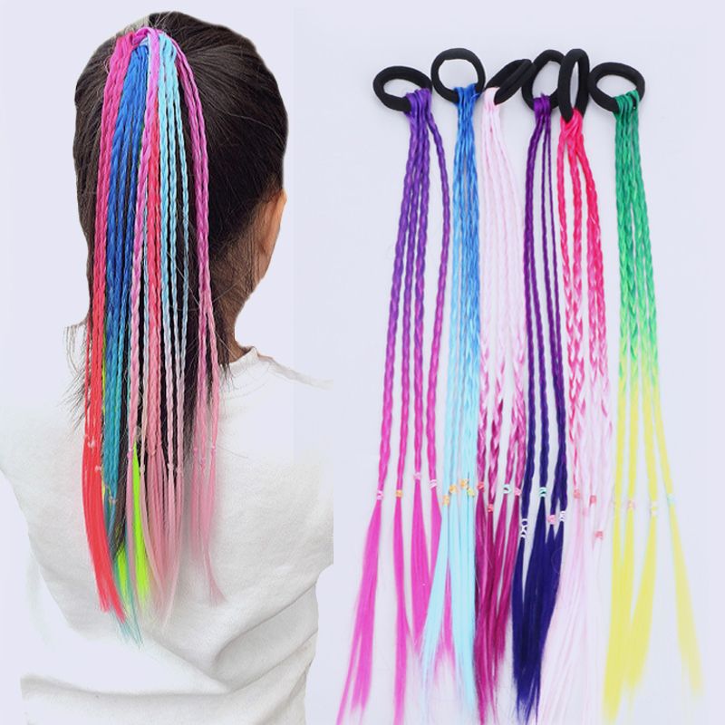 Bērniem meitenēm elastīgi mati zirgaste gumijas lente matu pagarinājumi parūka zirgaste turētājs matu gredzens savīti bize virve galvassegas šinjoni_voghion.com