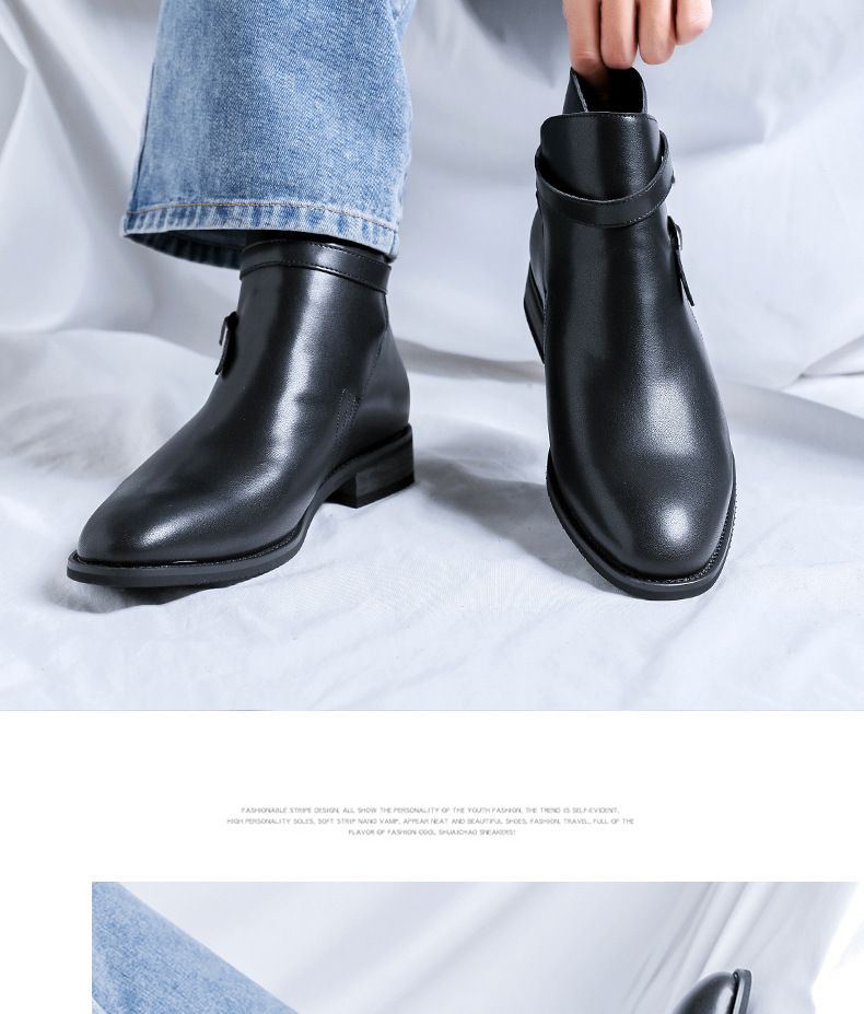 Spring Retro Tooling Boots Men's Short Boots Men's Belt Buckle Martin Boots_voghion.com