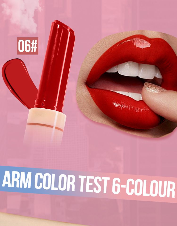 6-Color Pressed Pen Solid Gloss Jelly Lightening Lip Lines Moisturizing Lipstick_voghion.com