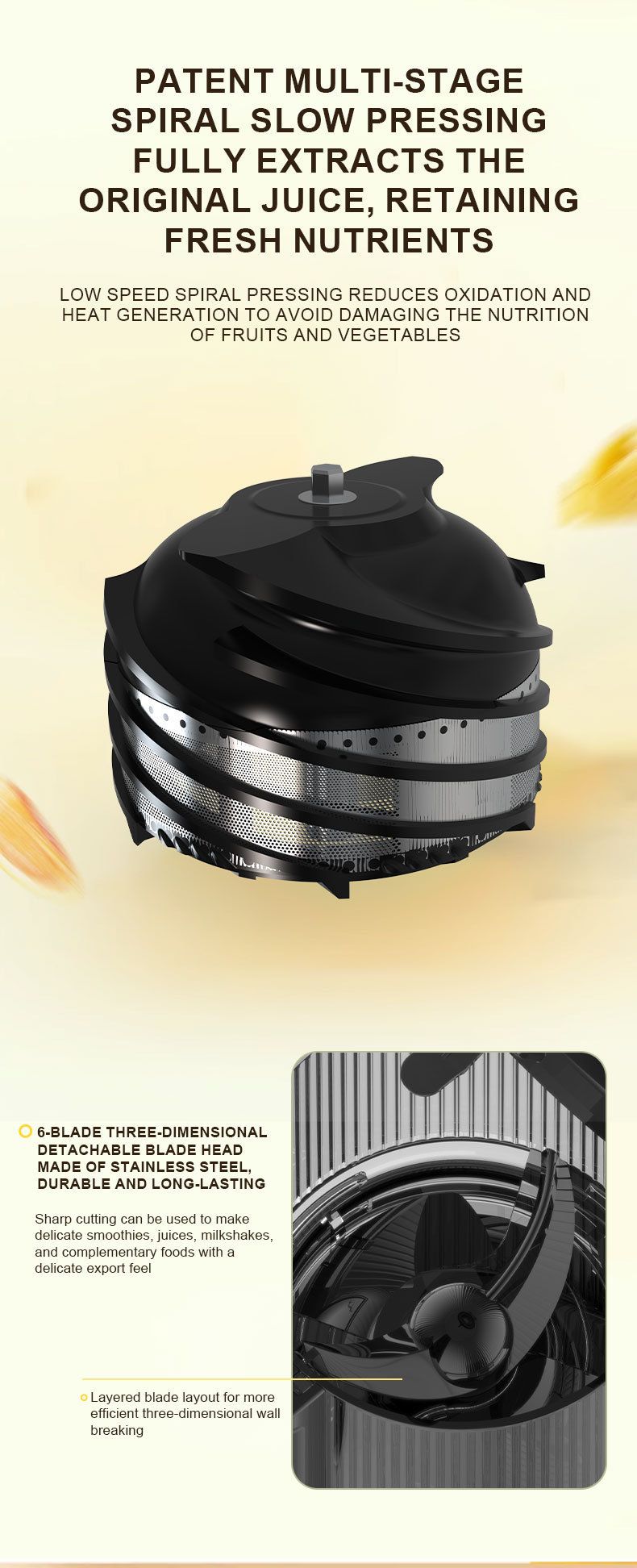 14cm Large Diameter Juicer - Household Slow Masticating Extractor With Pulp Separation_voghion.com