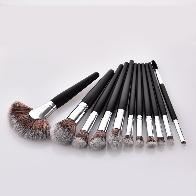 5/7/11/12 Stück Make-up-Pinsel, Make-up-Werkzeuge, Augenset, Lidschattenpinsel, schwarzes und silbernes GUIHUI_voghion.com