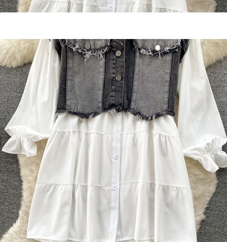 sieviešu apģērbs, dizainēta džinsa veste un jaka, daudzpusīgi leļļu stila svārki, moderni divdaļīgi kostīmi_voghion.com