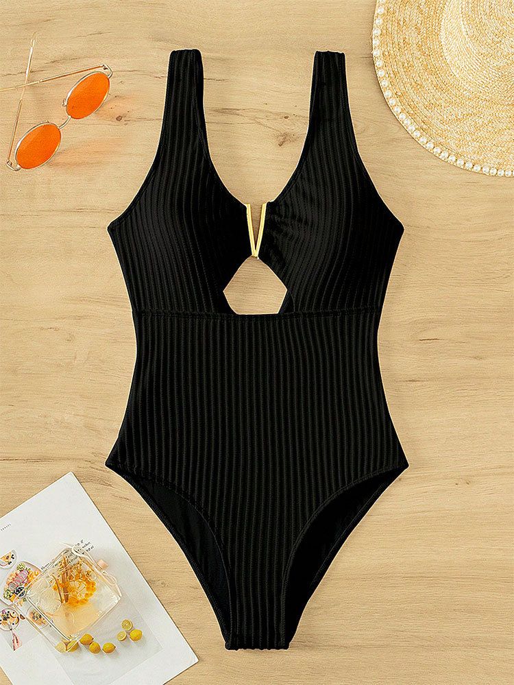Dametøj ensfarvet mavedækkende konservativ badedragt til kvinder sommer strand hot spring bikinisæt_voghion.com