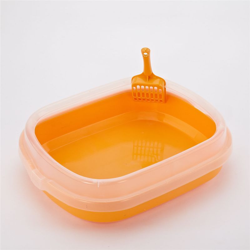 Lettiera per gatti con fondo ovale colorato e paletta CF-S, coperchio trasparente_voghion.com
