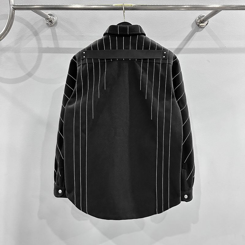 Men's Clothing Dark Show Laser Embroidery Shirt style Button Jacket Woolen Autumn and Winter Coat_voghion.com