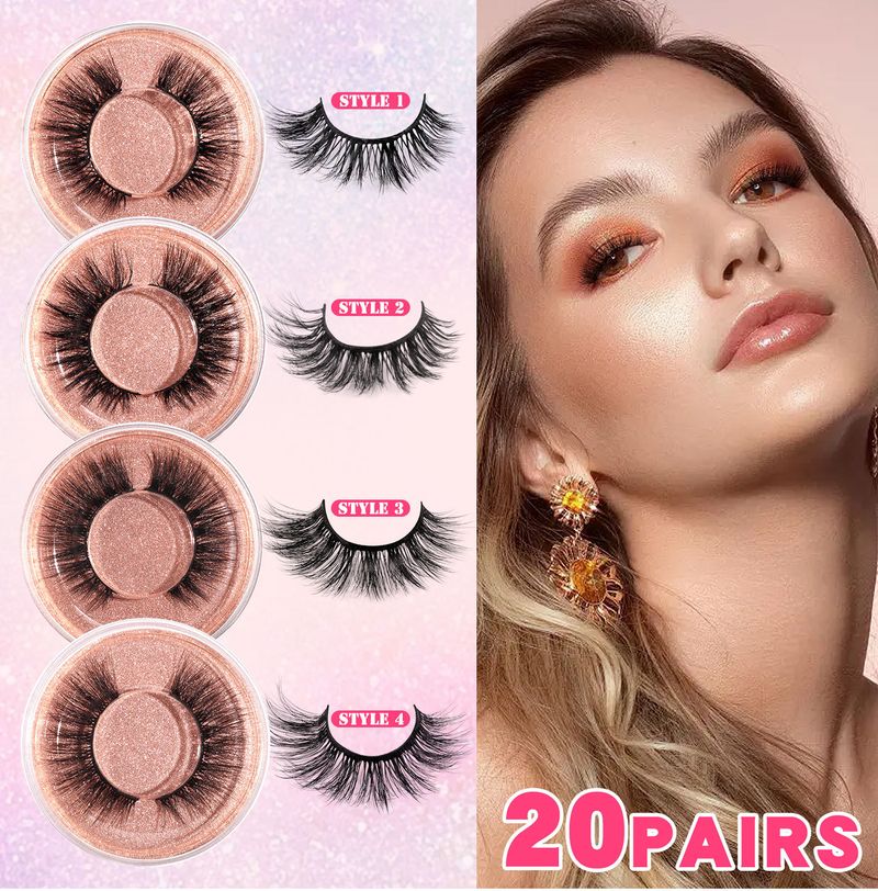 False Eyelashes 20 Boxes Mixed Thick And Long False Eyelashes A Pair Of Natural Three Dimensional Versatile Eyelashes_voghion.com