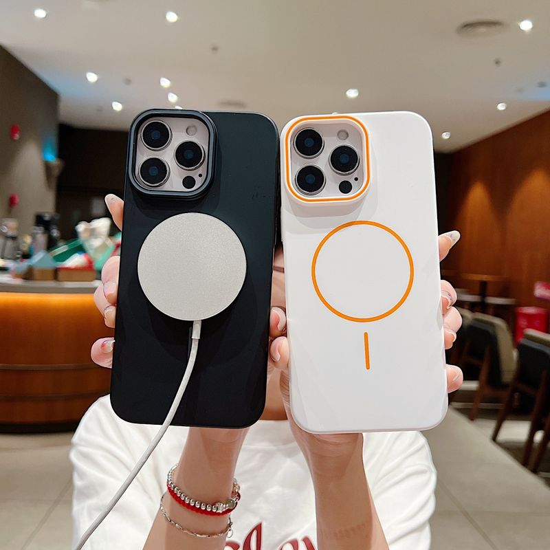 Custodia magnetica originale ultra sottile in PC rigido per iPhone 16, 15, 14 Plus, 13, 12 Pro Max, 11, con ricarica wireless e antiurto._voghion.com