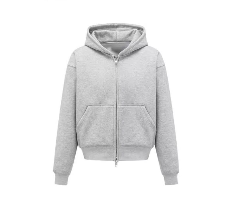 Schwerer 500G Anti-Falten-Pullover mit Doppelreißverschluss und Kapuze für Herren_voghion.com