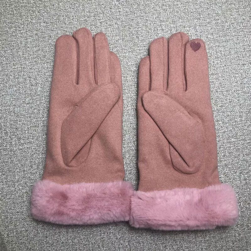 Guanti da equitazione caldi in pelle scamosciata da donna, autunno inverno, foderati in pile, neri, rosa, grigi, cammello, touchscreen_voghion.com