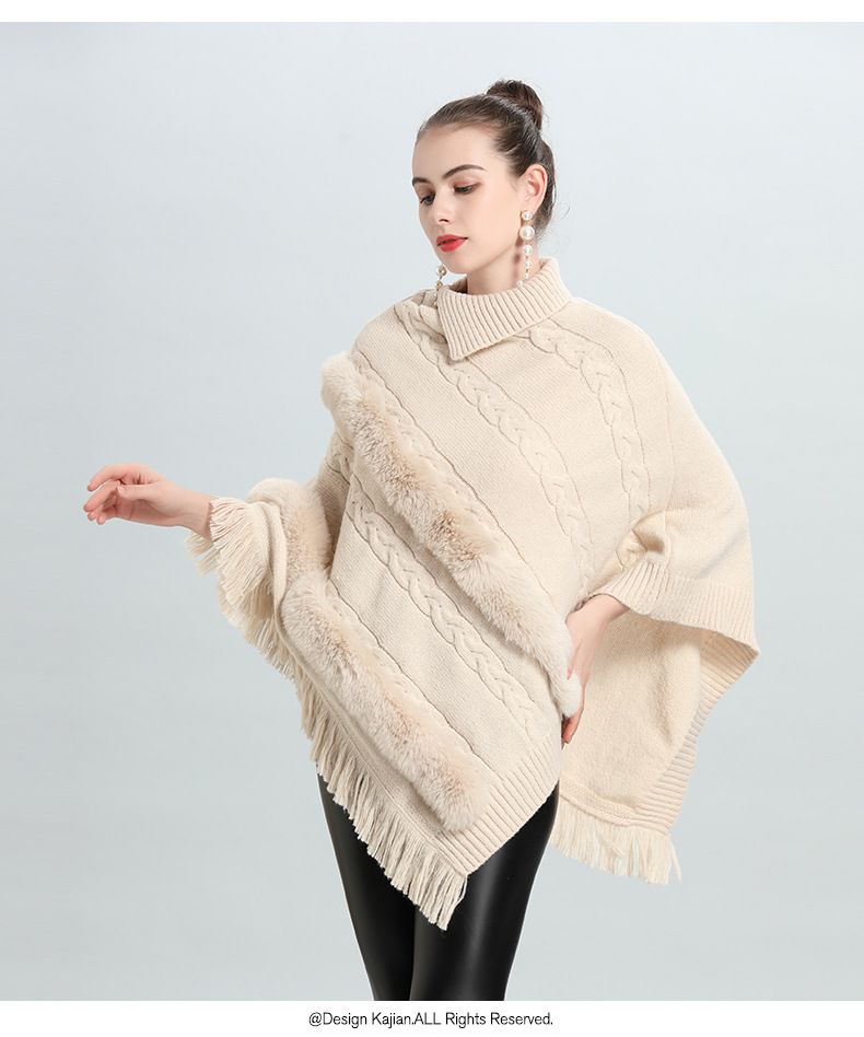 Women's Shawls Autumn And Winter New Loose Jacquard Wool Pullover Knitted Sweater Cape Shawl 0938 & Archer0603 &_voghion.com