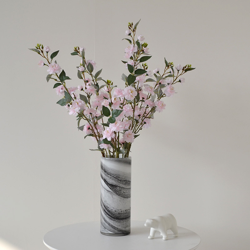 Nuovo fiore artificiale in stile cinese fiore di seta romantico rosa fiore di ciliegio pavimento floreale decorazione della casa di nozze ornamenti lunga camelia_voghion.com