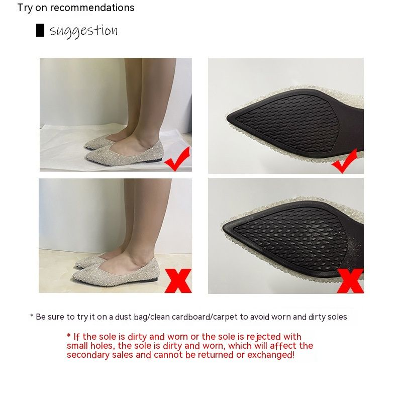 Punta piatta singola scarpa fiocco 2024 Nuovo un piede acqua diamante Scoop suola morbida bocca superficiale scarpe da donna di grandi dimensioni_voghion.com