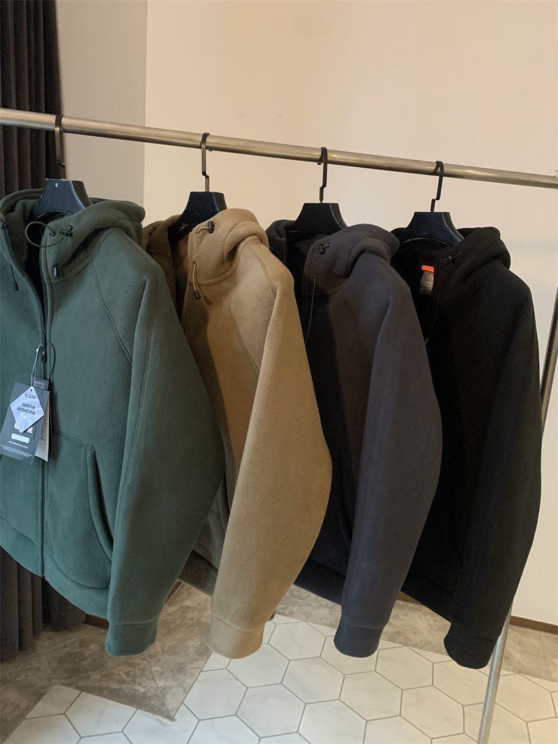 Giacca con cappuccio in pile pesante double face da uomo - Cappotto invernale in pile caldo per abbigliamento casual_voghion.com