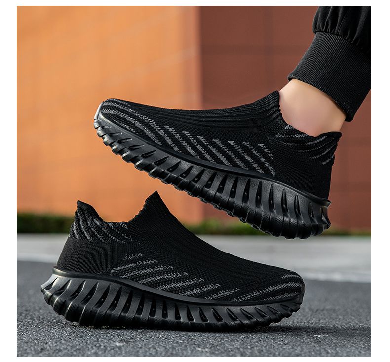Green Platform Knit Sneakers Men Women Trainers Breathable Socks Men's Running Shoes Comfortable Slip-on Women's Sports Shoes_voghion.com