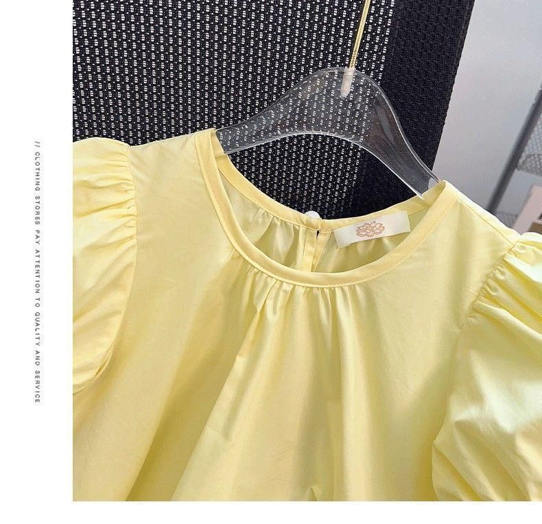 Vêtements pour enfants Robe élégante pour filles 2024 été nouveau style pour les enfants moyens et grands Robe à manches courtes élégante et douce de style coréen tendance_voghion.com