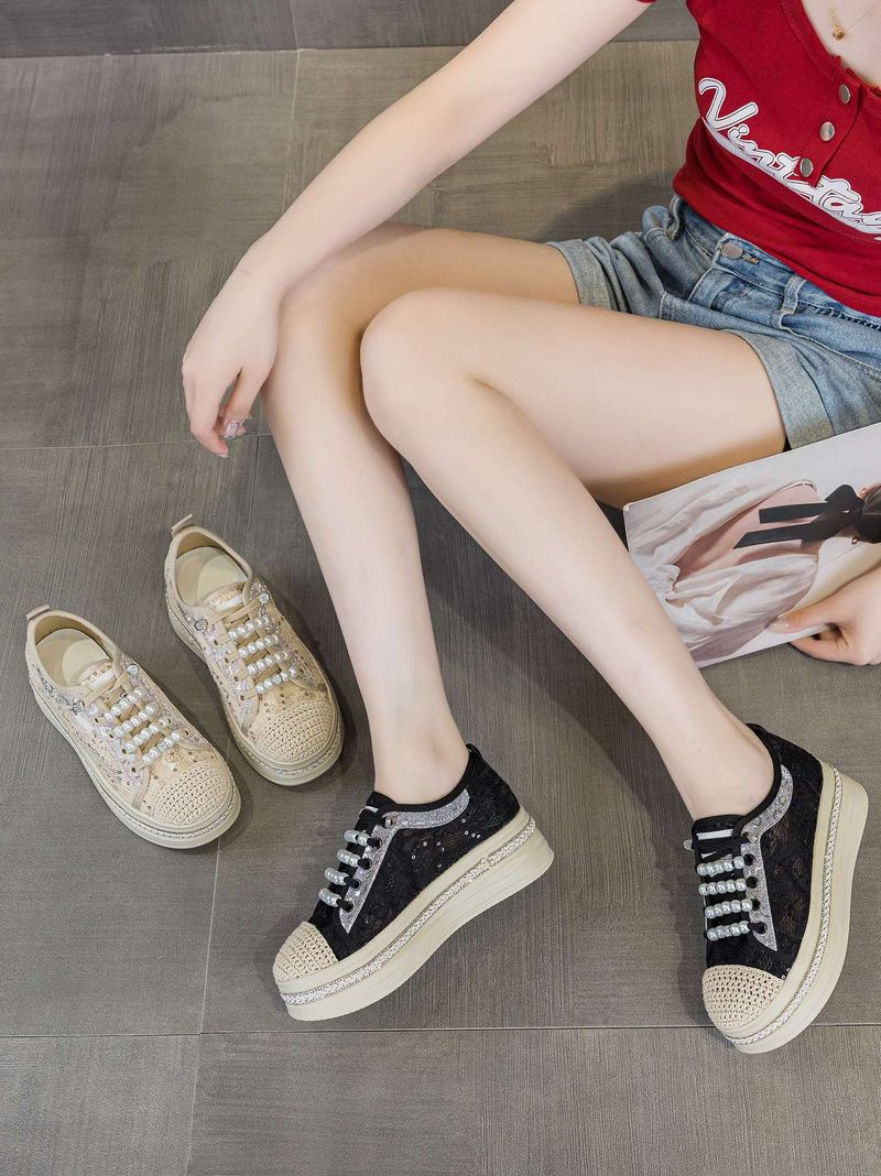 Rutschfeste Damenschuhe, 2025 Sommer Neue multifunktionale Spitze Mesh Atmungsaktive dicke Unterseite Casual Lefebvre Schuhe Sneakers Modische_voghion.com